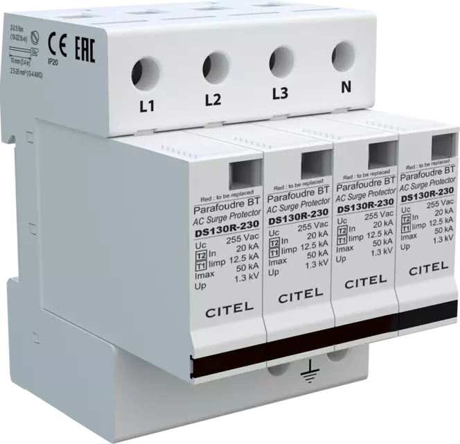 CITEL DS134R-230 — ogranicznik przepięć typu 1+2 AC, 4P, 50 kA